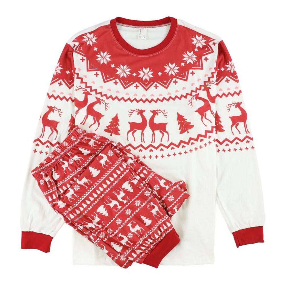 PatPat Mens Reindeer and Snowflake Print Pajama Set, NWT